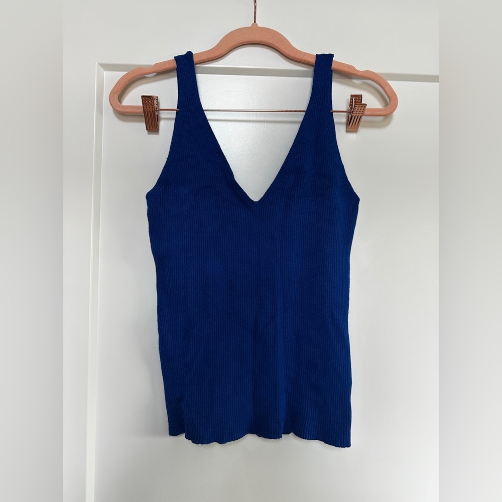 Mango Blue Sleeveless Knitted Tank Top Size Large